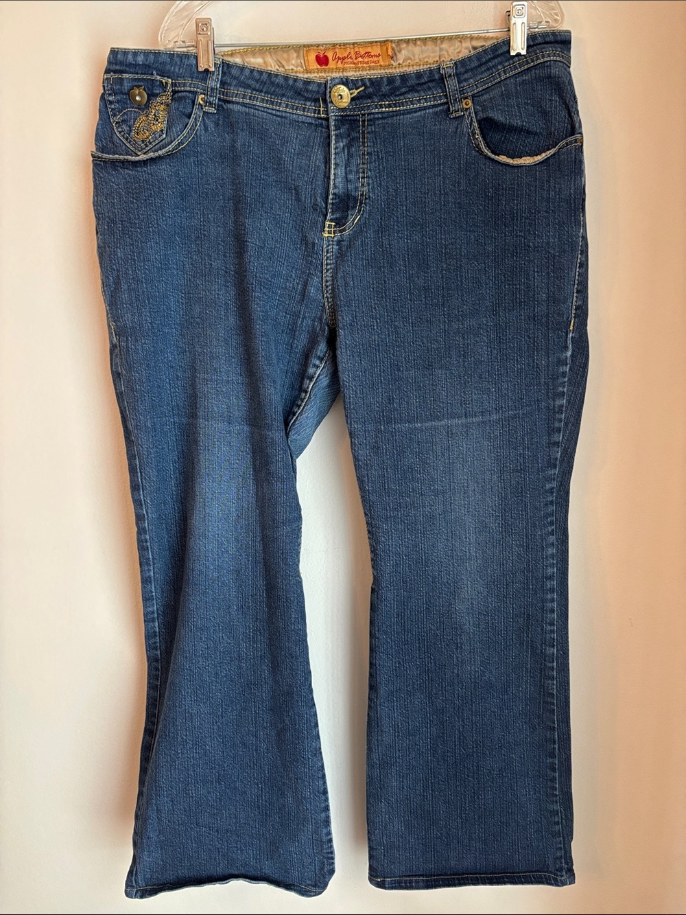 Apple Bottoms Women's Dark Blue Flare wide leg vintage Y2K Jeans size 19/20 plus